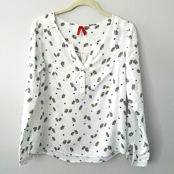 🎈SOLD🎈 RED CAMEL Owl Print Top 🦉 - Picture 2 of 6